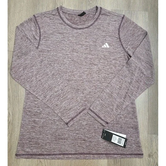 Adidas Women’s Long Sleeve Tech Tee Heather Shadow Fig Size L - Picture 1 of 8